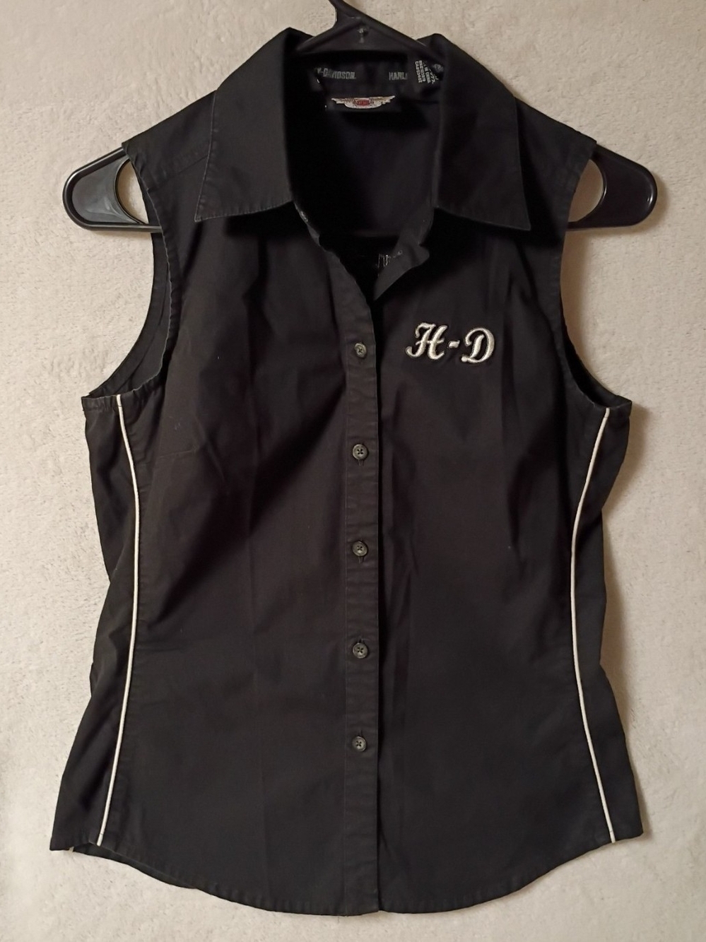 Harley-Davidson Women's Black Sleeveless Button-Down Vest Size Small